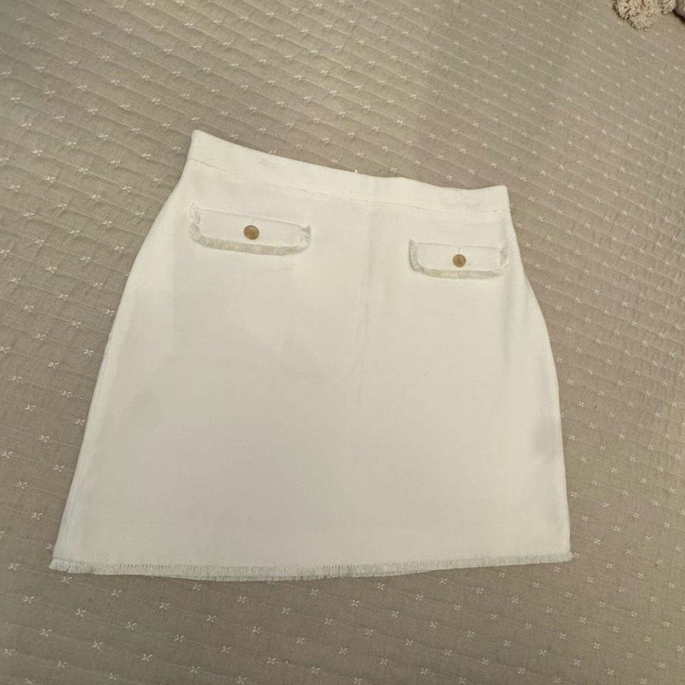 Ann Taylor Ivory Textured Skirt